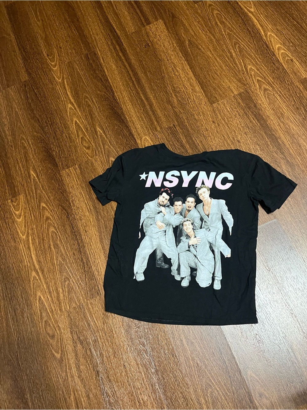 *NSYNC Black Graphic Band Tee with Pink Logo